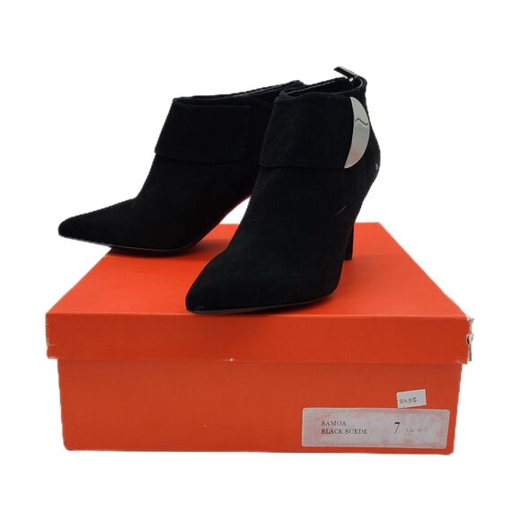 Claudia Ciuti NEW $495 Samoa Black Suede & Silver Stiletto Ankle Boots, Size 7.5 - Picture 2 of 12
